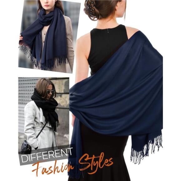 Women's Scarf Wedding Bride Bridesmaid Navy Blue - Picture 3 of 5